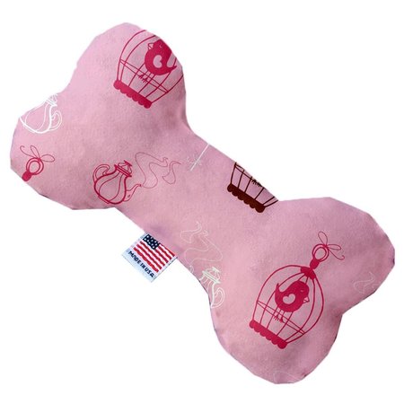 MIRAGE PET PRODUCTS Pink Whimsy Bird Cages 6 in. Stuffing Free Bone Dog Toy 1117-SFTYBN6